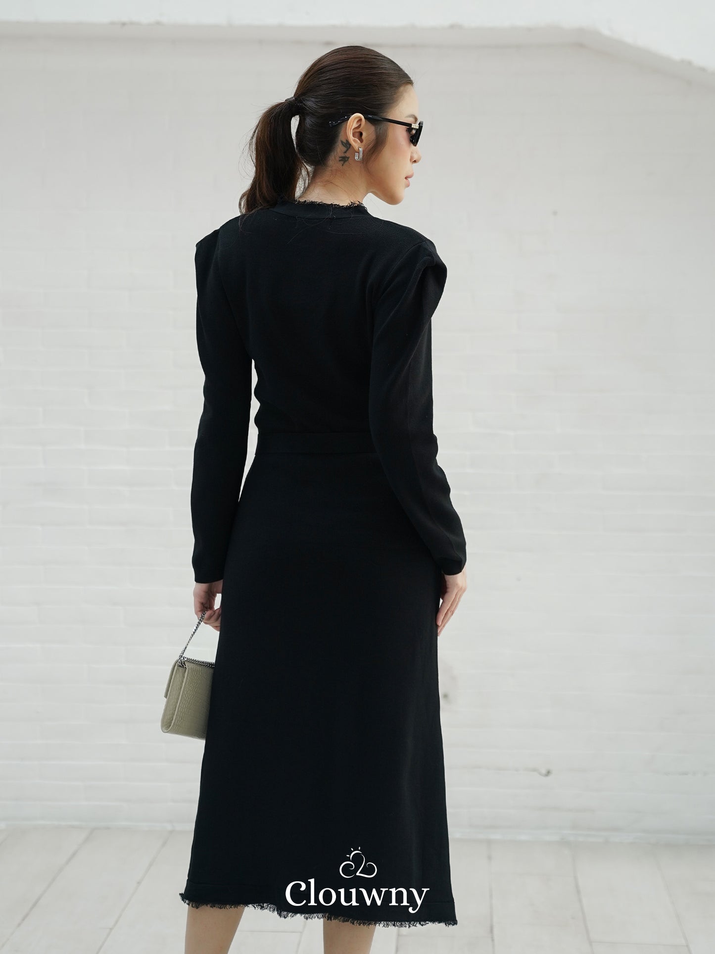 Melita Button Belt Dress - Black