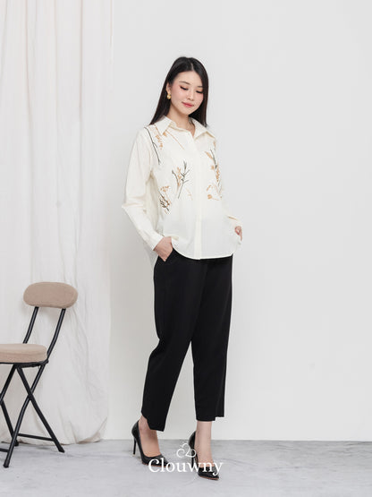 Katerin Flower Shirt - Cream