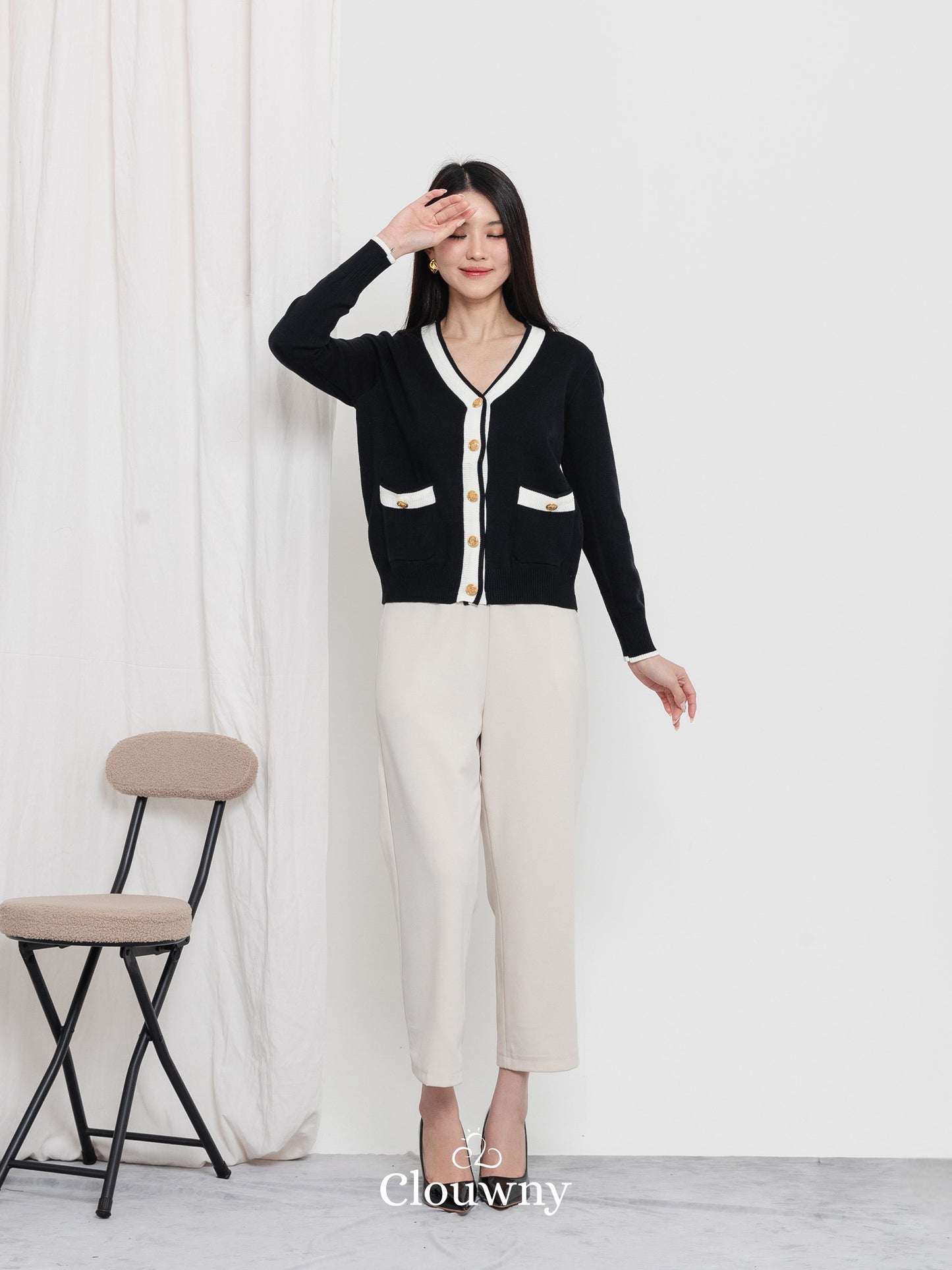 Morza Button Knit Cardigan - Black