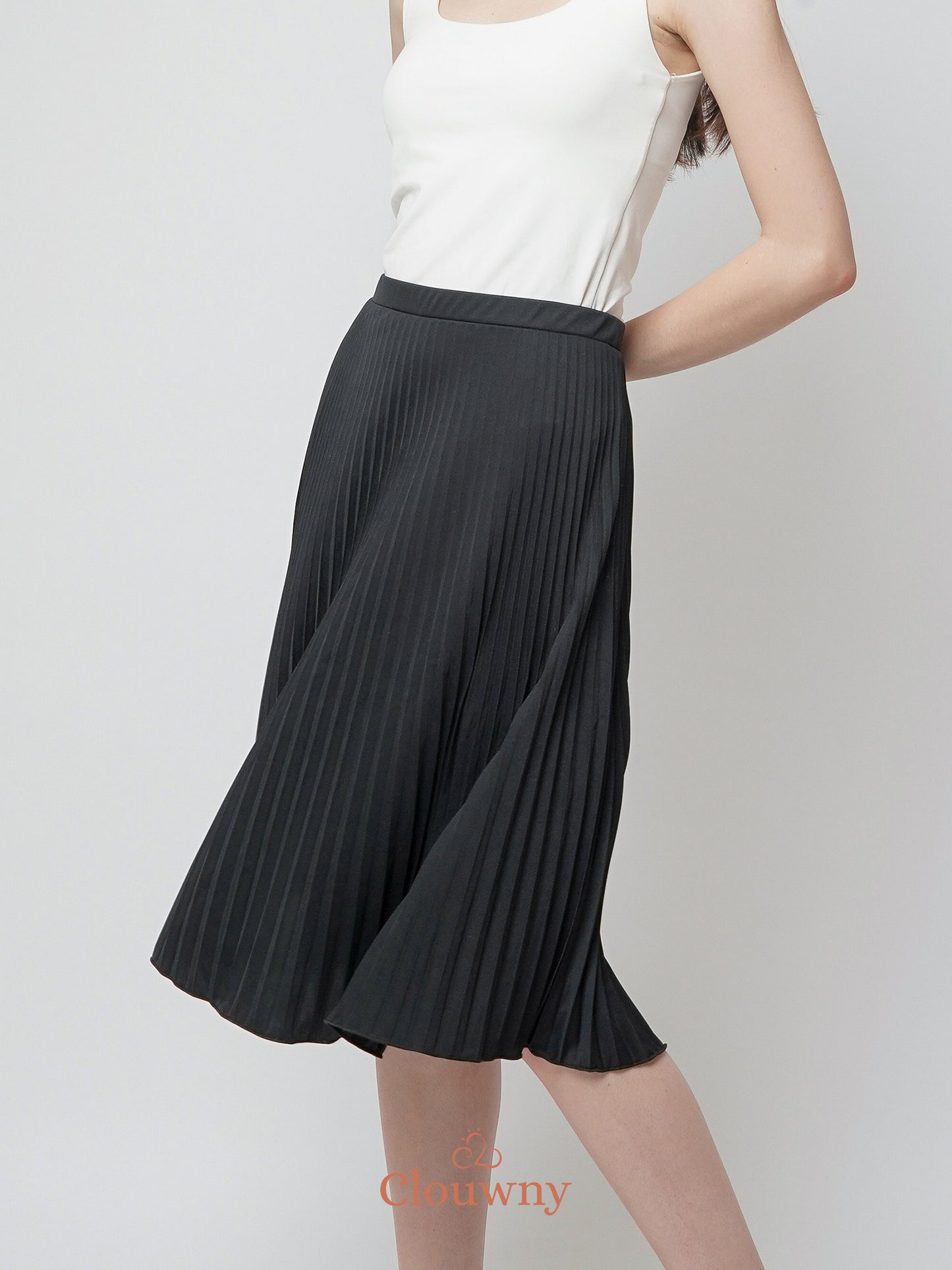 Vamos Midi Pleats Skirt - Black