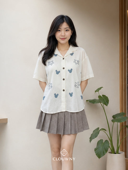 Hands Button Cotton Shirt - White