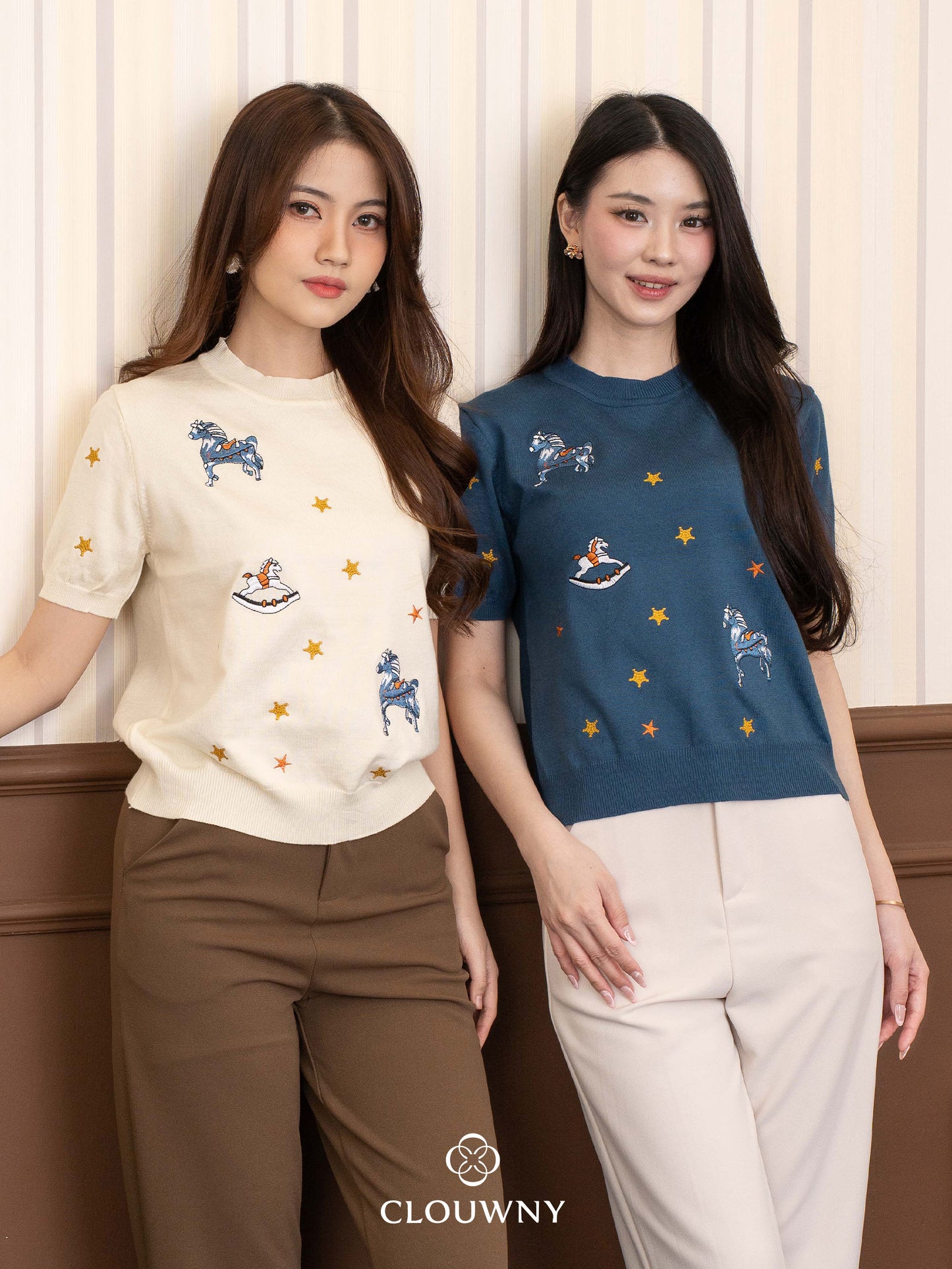 Star Horse Knit Top - Cream