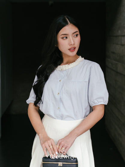 Machi Collar Lace Blouse - Blue
