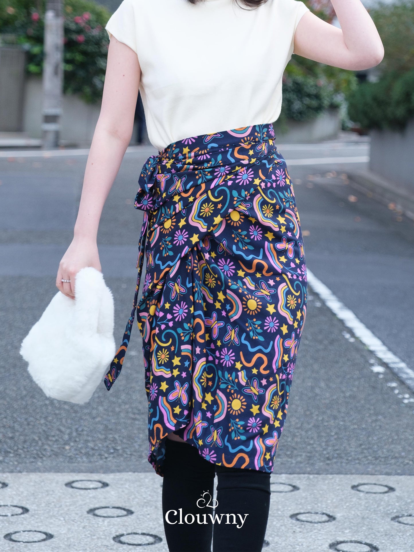 Tsuki Wrap Skirt - Navy