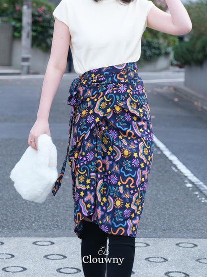 Tsuki Wrap Skirt - Navy