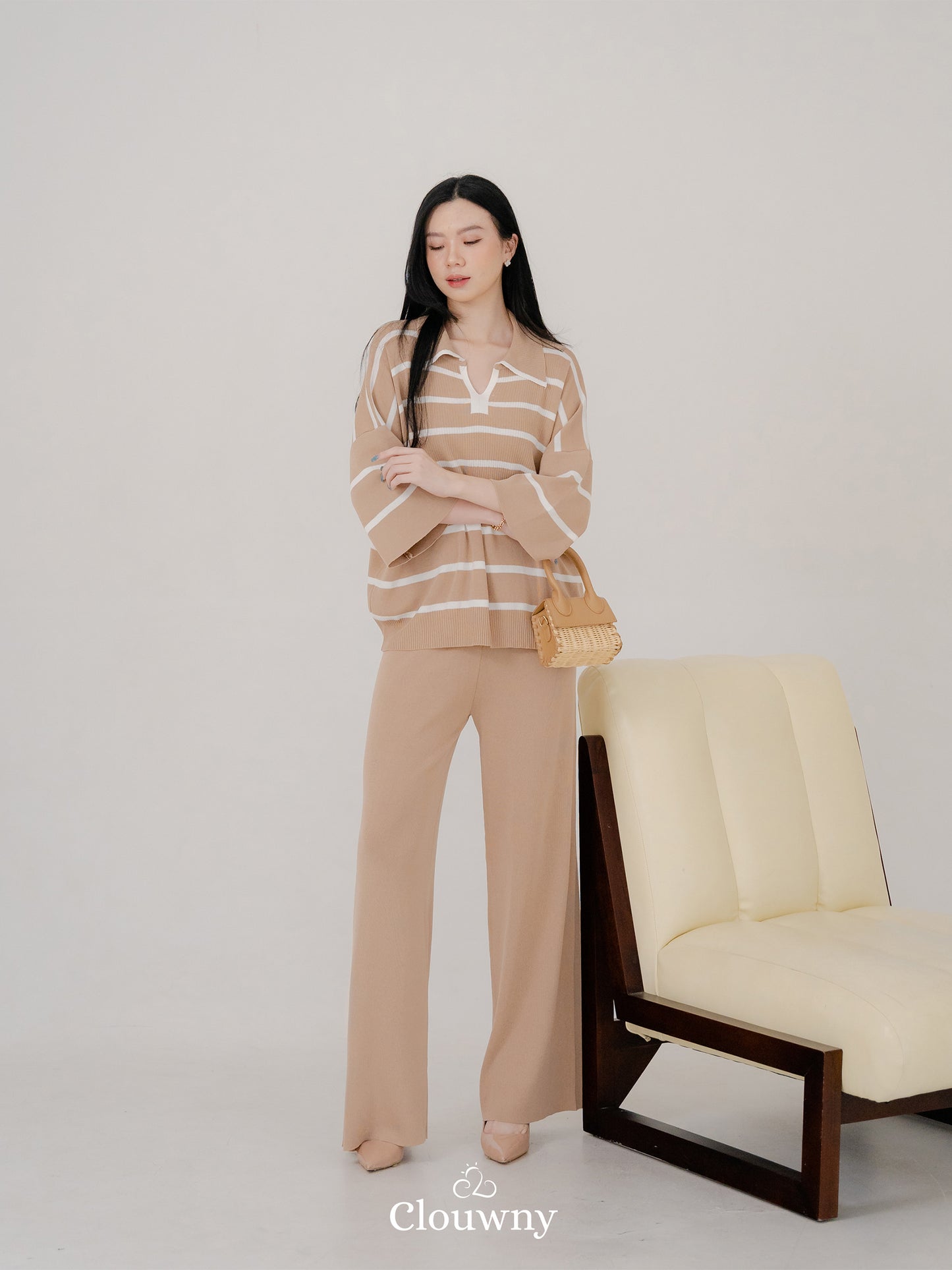 Natasya Stripes Set - Khaki