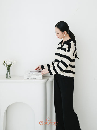 Melbi Stripes Knit Set - Black