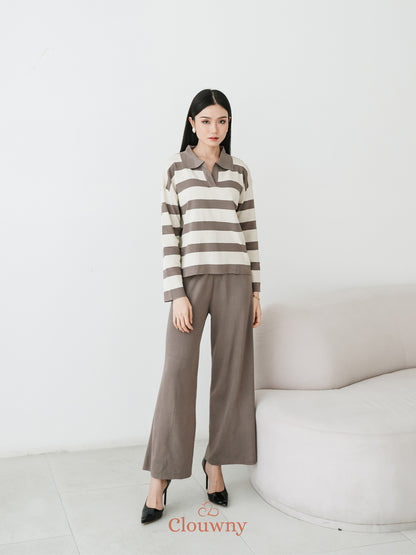 Melbi Stripes Knit Set - Beige