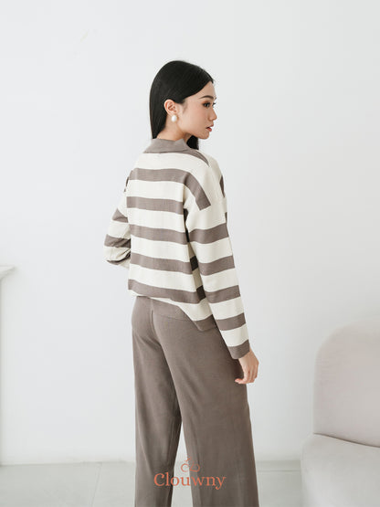 Melbi Stripes Knit Set - Beige