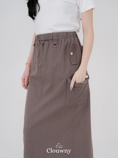 Kaze Cargo Denim Skirt - Grey