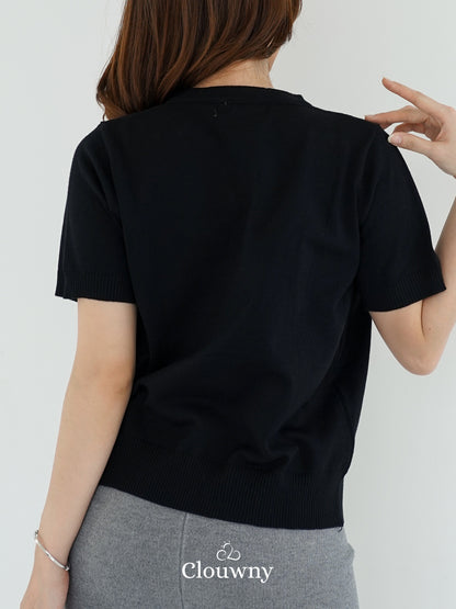 Rizel Double Button Top - Black