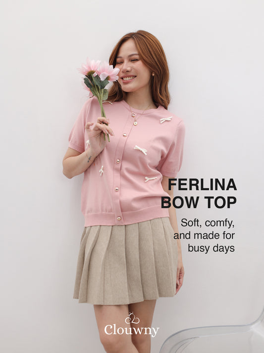 Ferlina Bow Knit Top - Pink