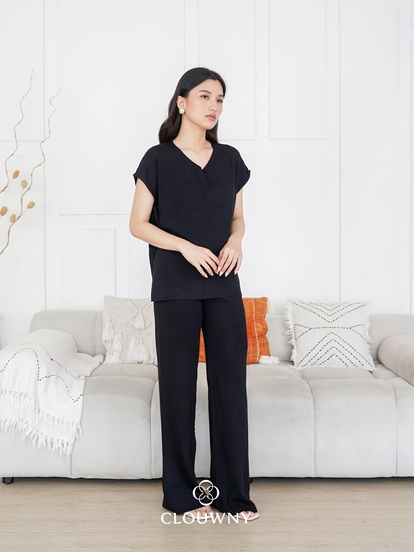 Kala Vneck Knit Set - Black