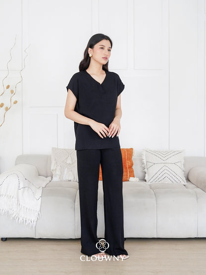 Kala Vneck Knit Set - Black