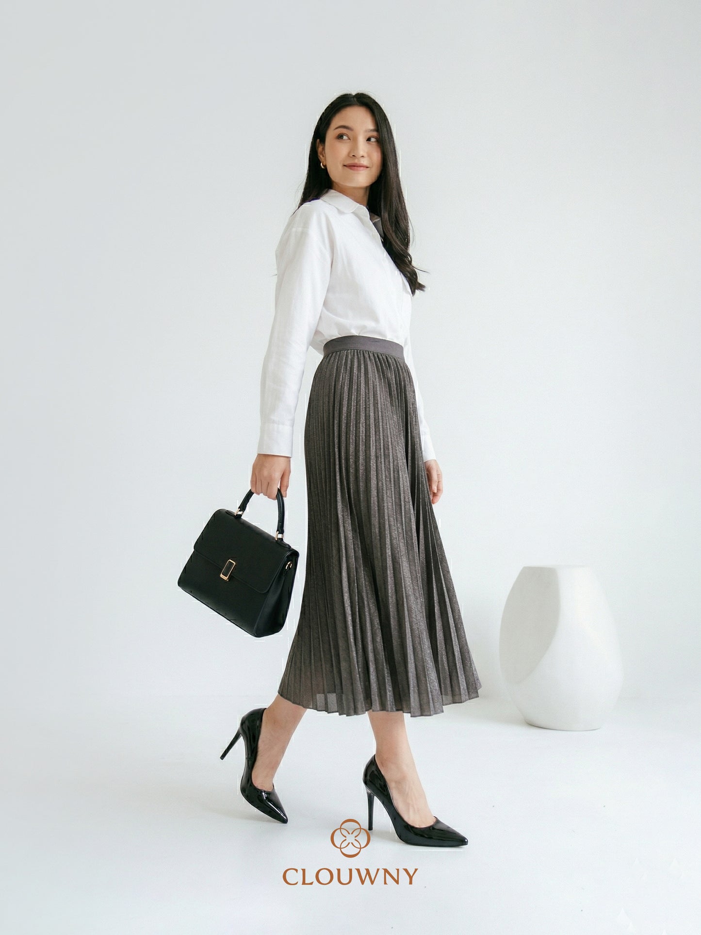 Aretha Pleated Skirt - Grey