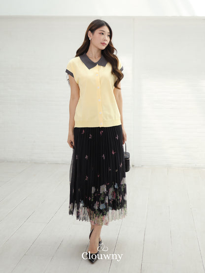 Dava Collar Knit Top - Yellow