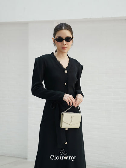 Melita Button Belt Dress - Black