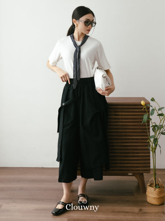 Avena Double Layer Pants - Black