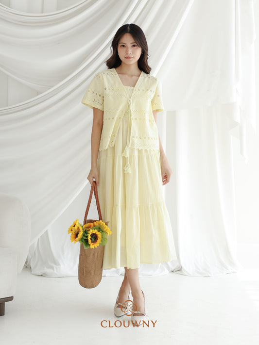 Silca Rubber Broderie Dress - Yellow