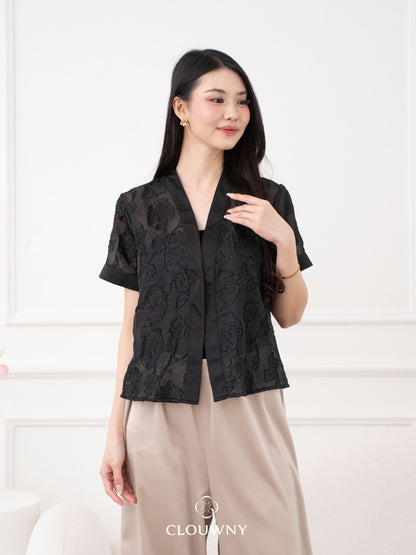 Carisa Embroidery Lace Blouse - Black