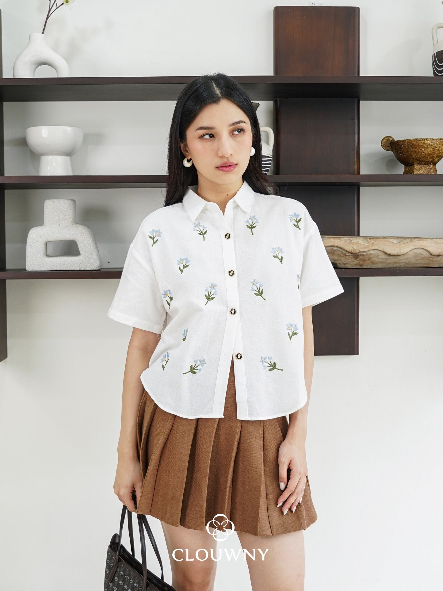Riley Mini Flower Shirt - White