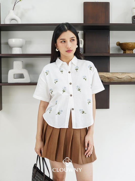 Riley Mini Flower Shirt - White