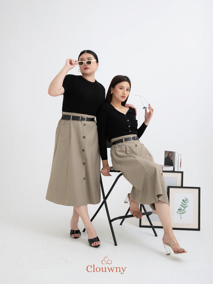 Carol Belt Skirt - Khaki