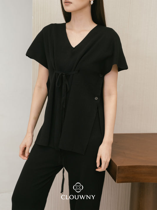 Master Vneck Knit Set - Black