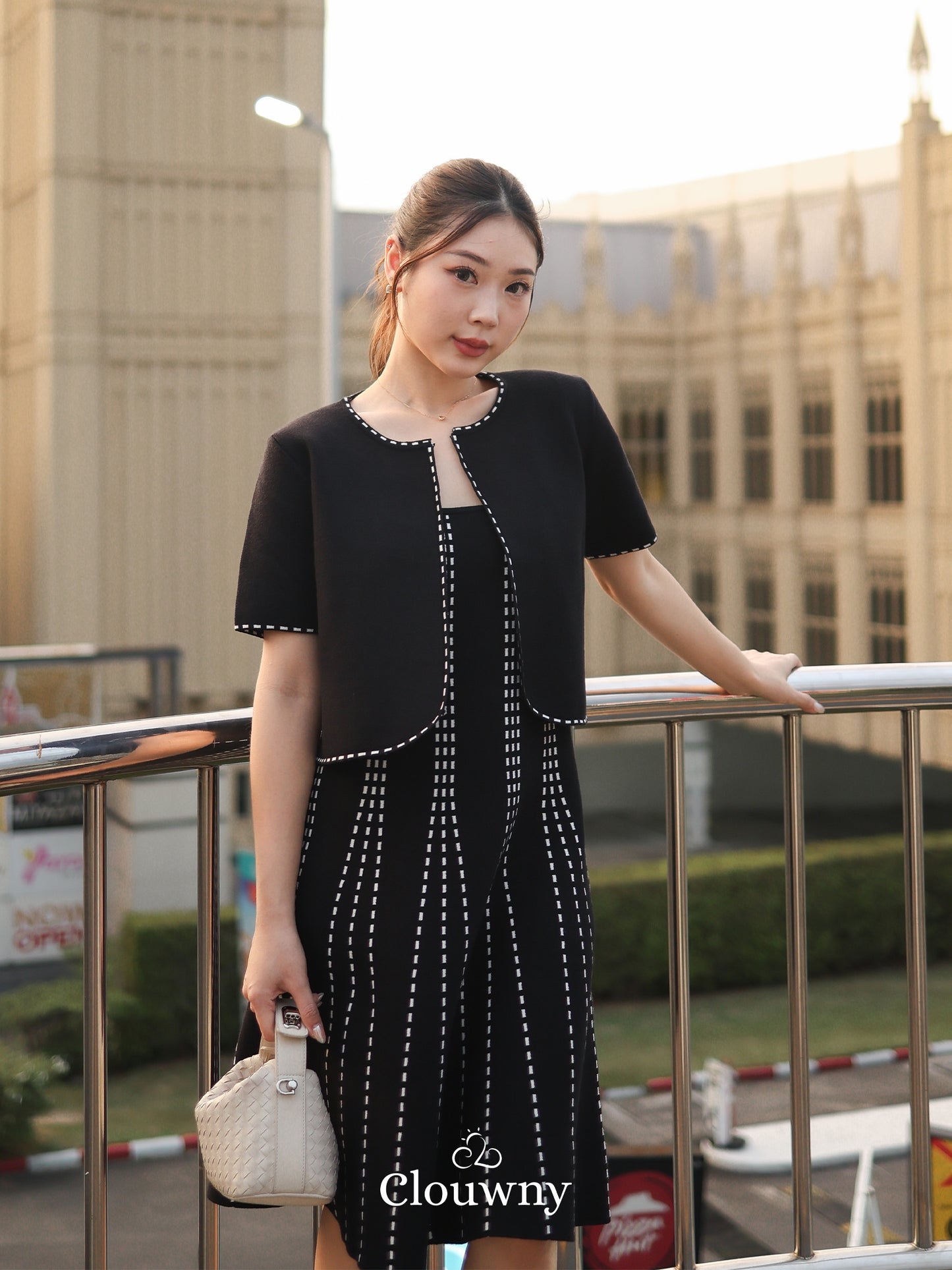 Girona Stitches Knit Set - Black