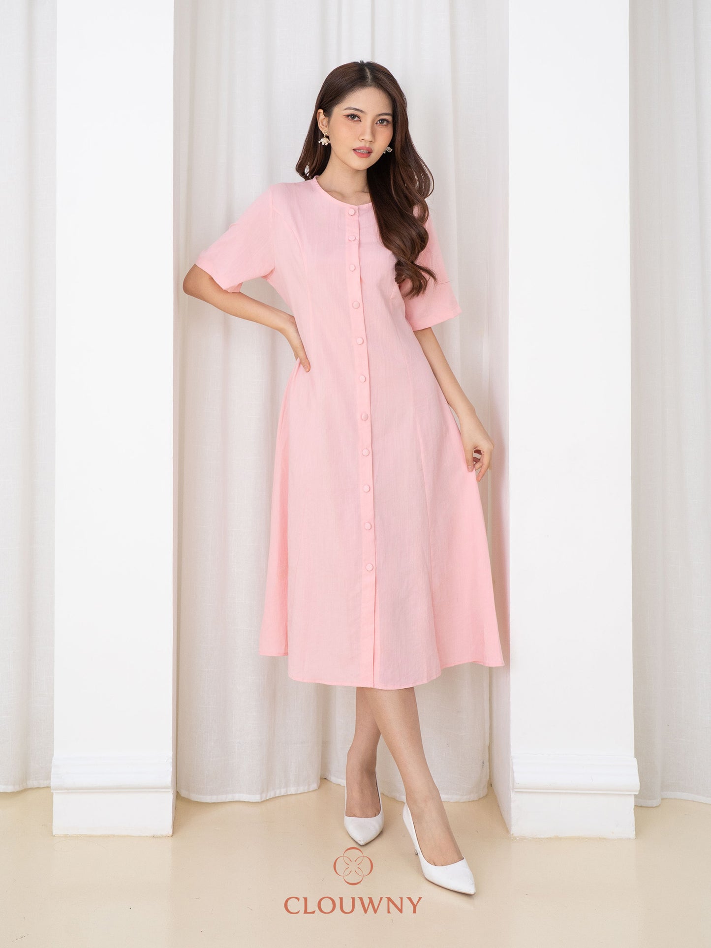 Mirsya Button Dress - Pink
