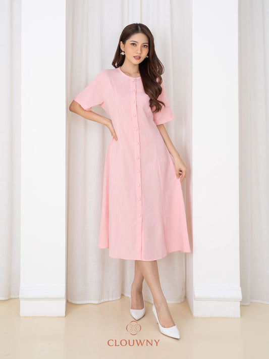 Mirsya Button Dress - Pink