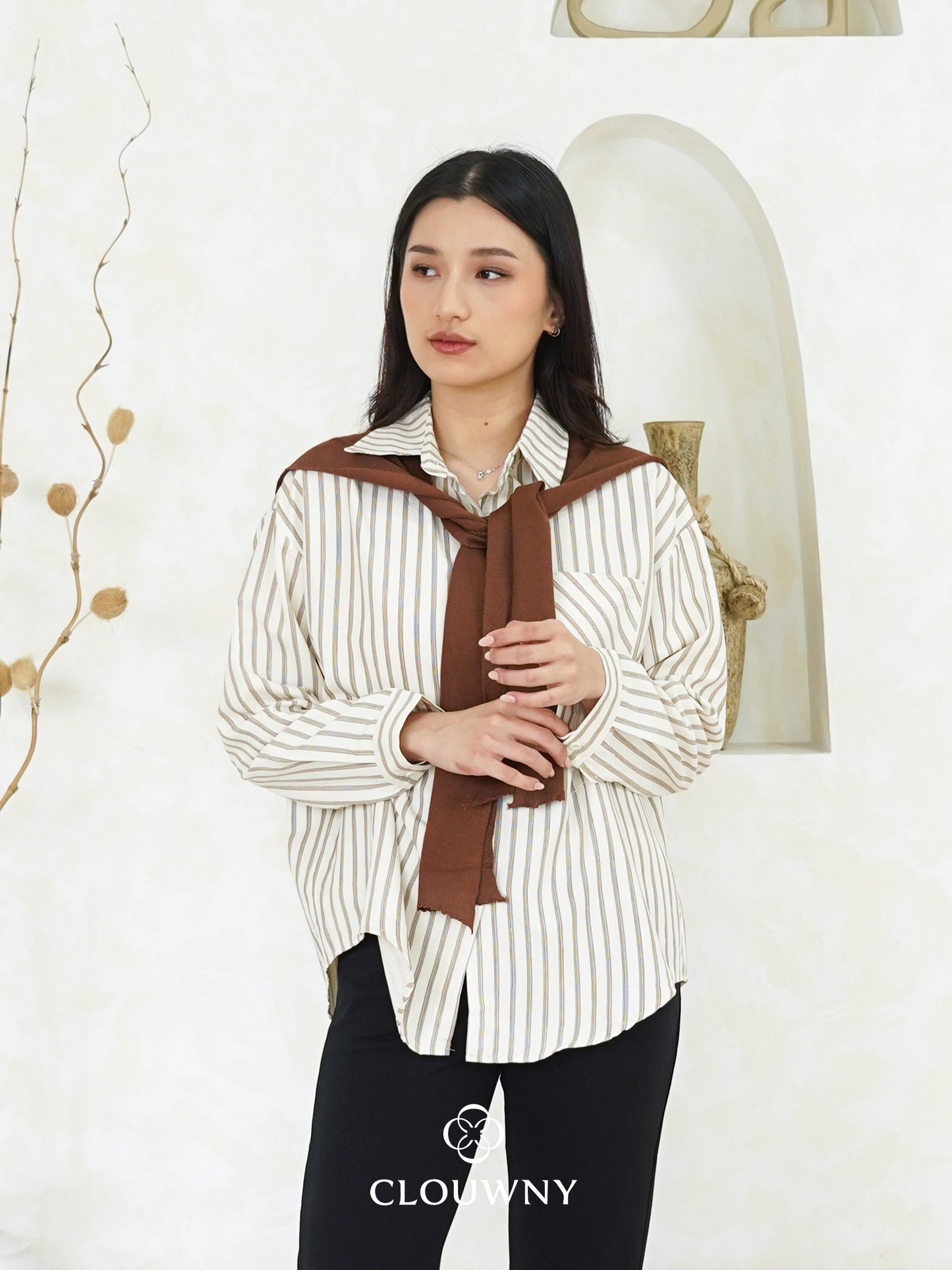 Candela Stripes Scarf - Cream