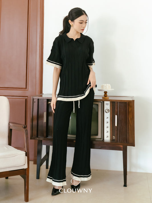 Aureli Collar Knit Set - Black
