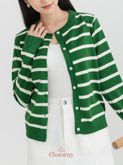 Naomi Stripes Cardigan - Green