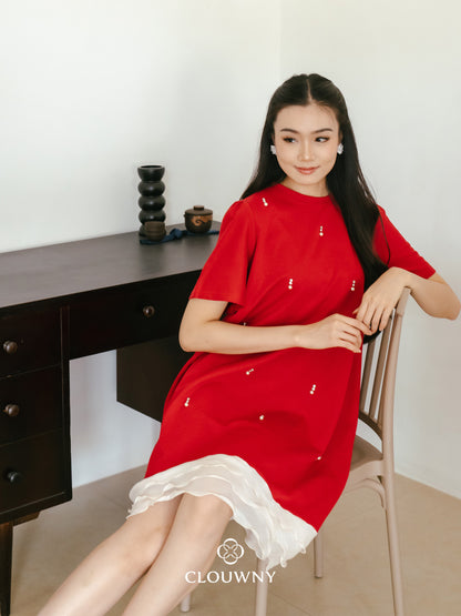 Alberta Pearl Dress - Red