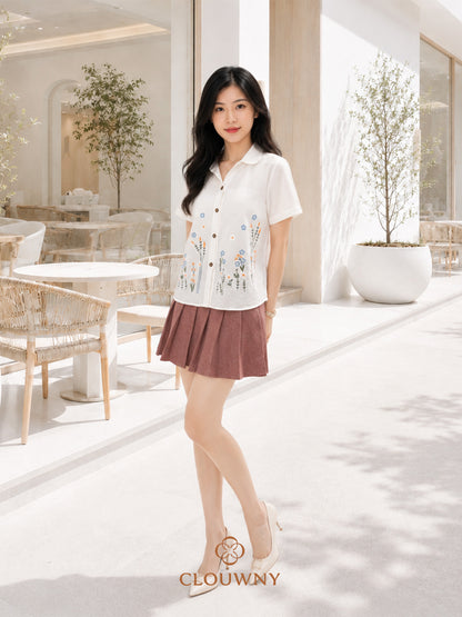 Chills Flower Cotton Shirt - White