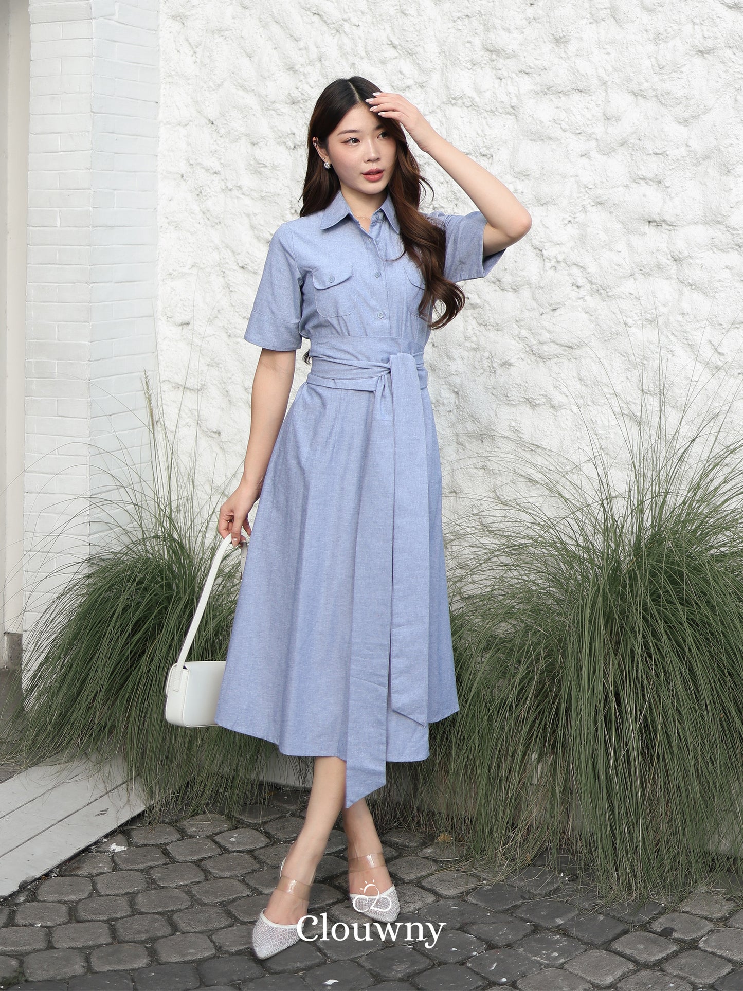 Standford Button Dress - Blue