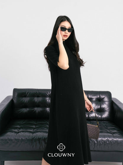 Mirage Turtle Knit Dress - Black
