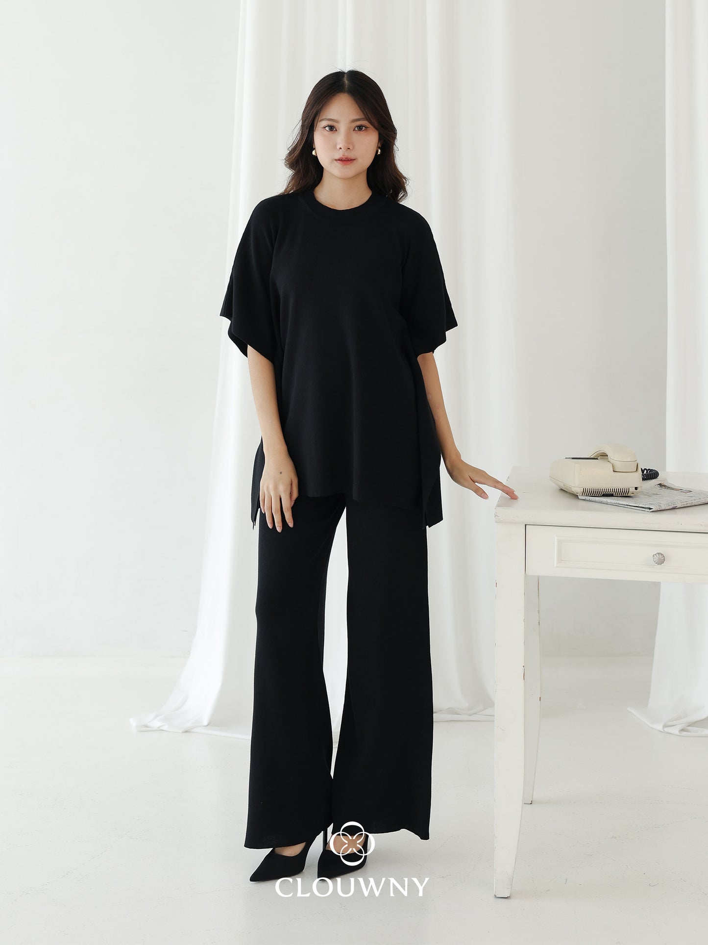 Joel Batwing Knit Set - Black