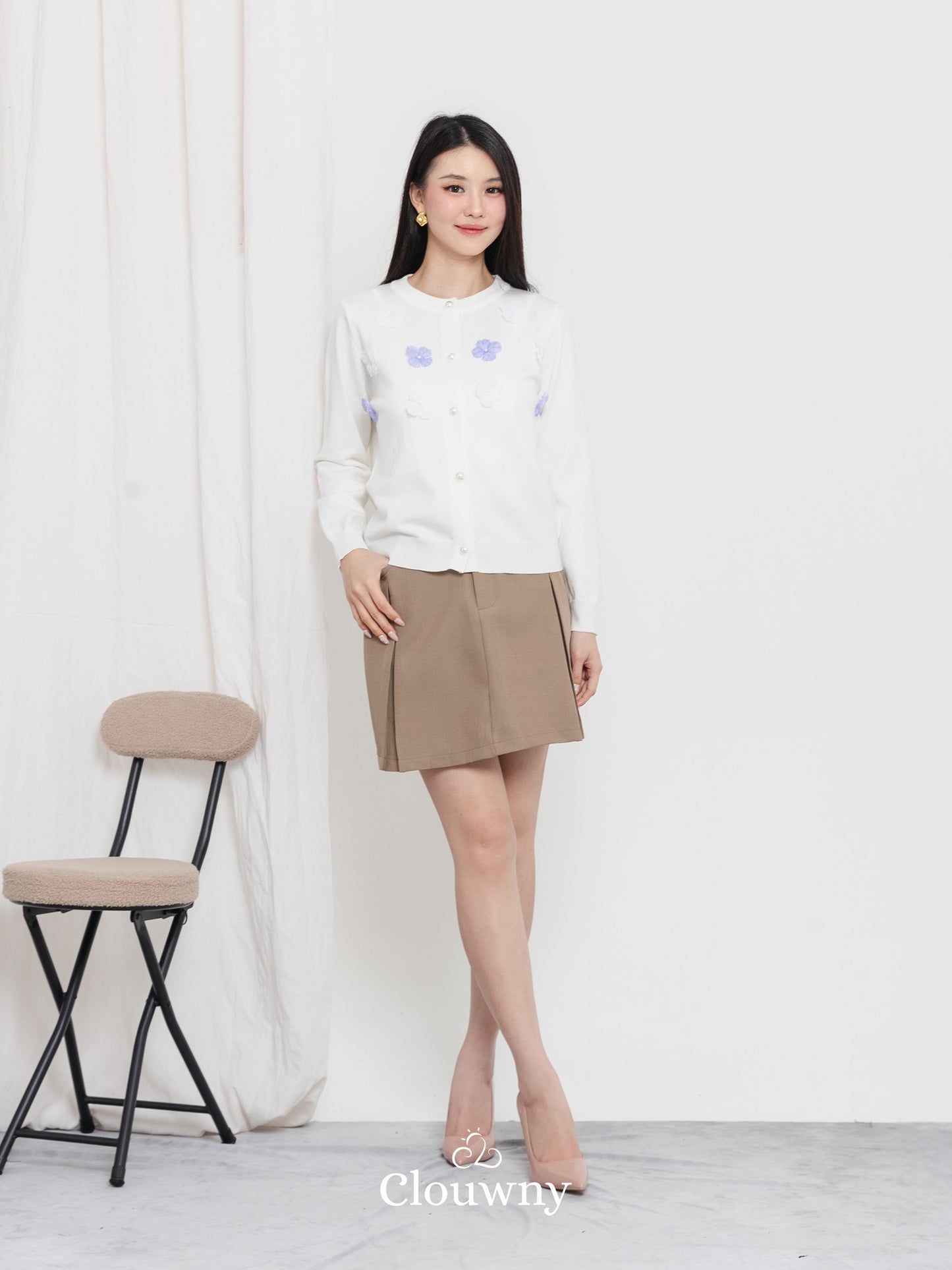 Oxa Button Knit Cardigan - White