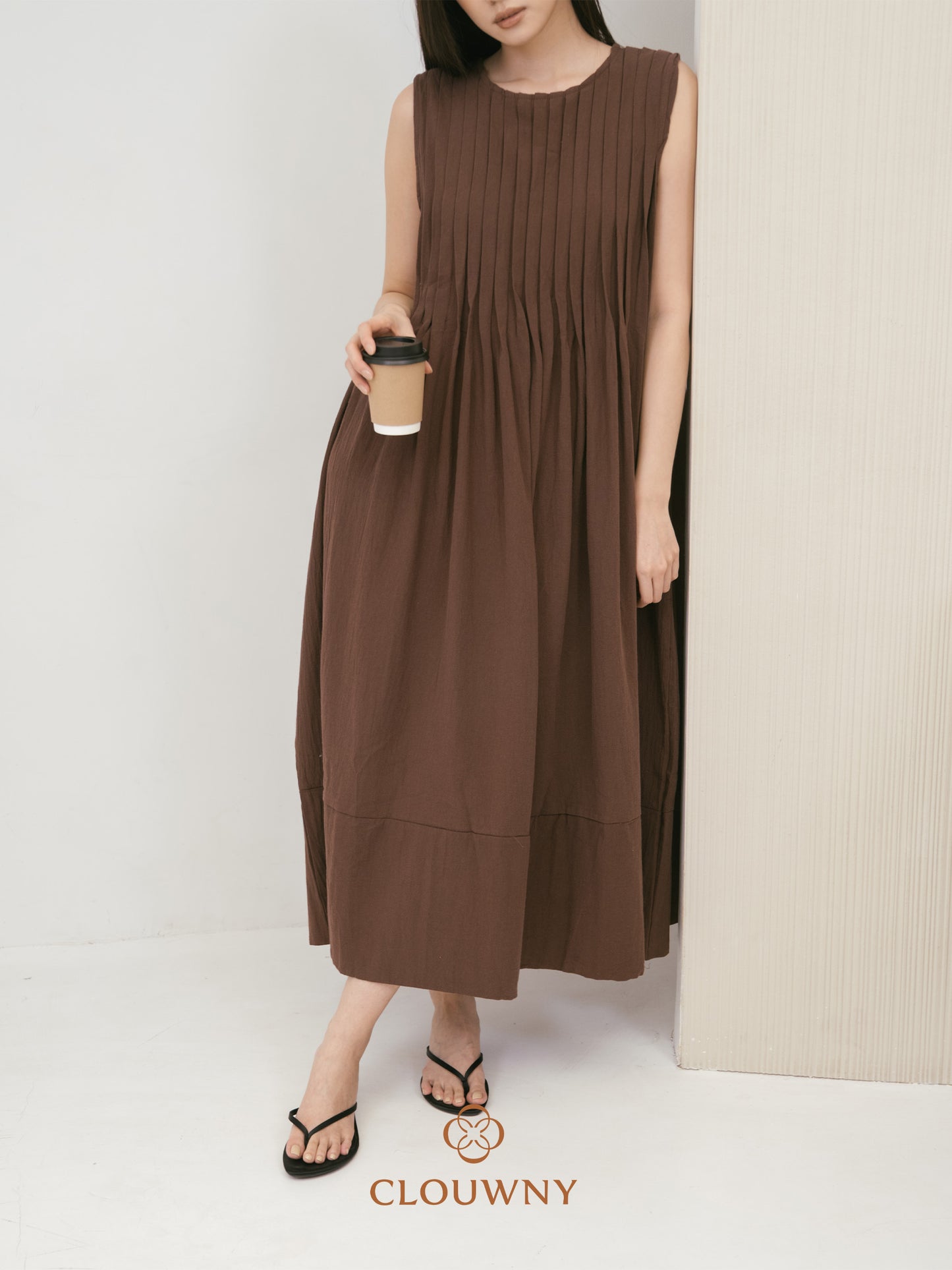 Siena Linen Maxi Dress - Coffee