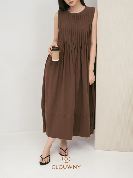Siena Linen Maxi Dress - Coffee