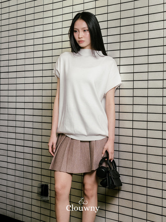 Pleated Knit Skirt - Beige