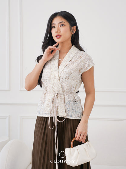 Erin Kimono Embroidery Blouse - Broken White