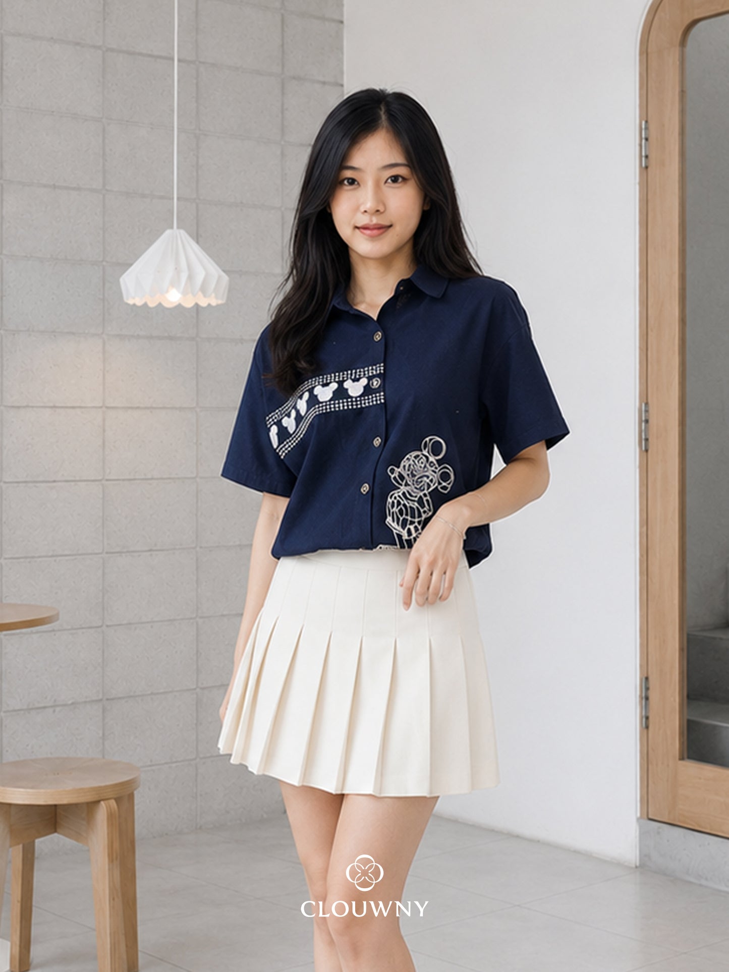 Four Grafis Button Cotton Shirt - Navy
