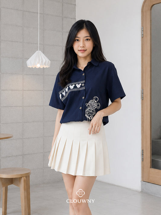 Four Grafis Button Cotton Shirt - Navy