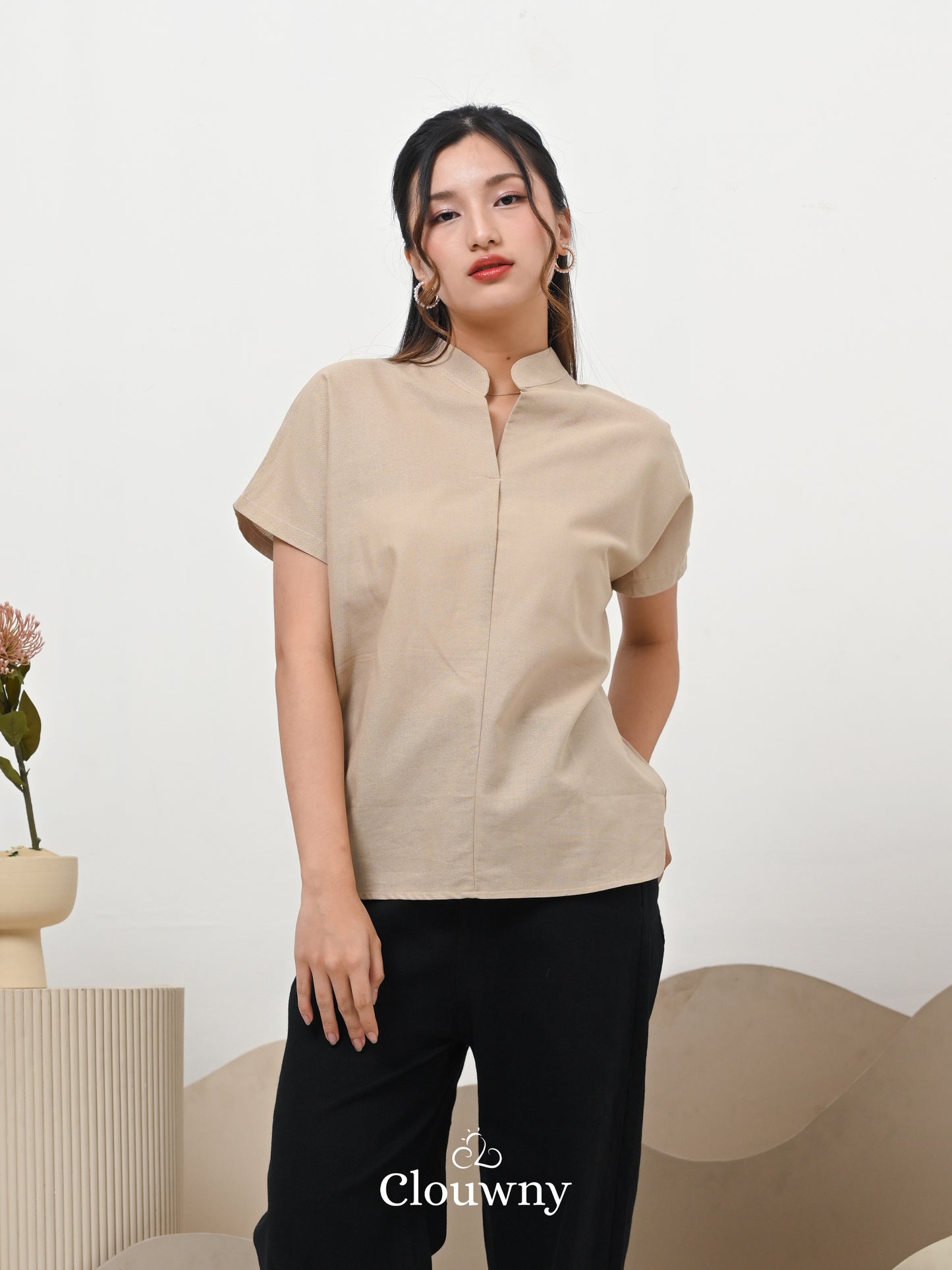 Marfie Loose Blouse Top - Cream