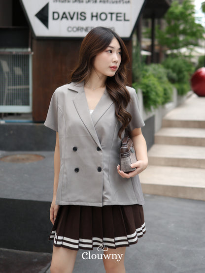 Alverina Button Semi Blazer - Khaki