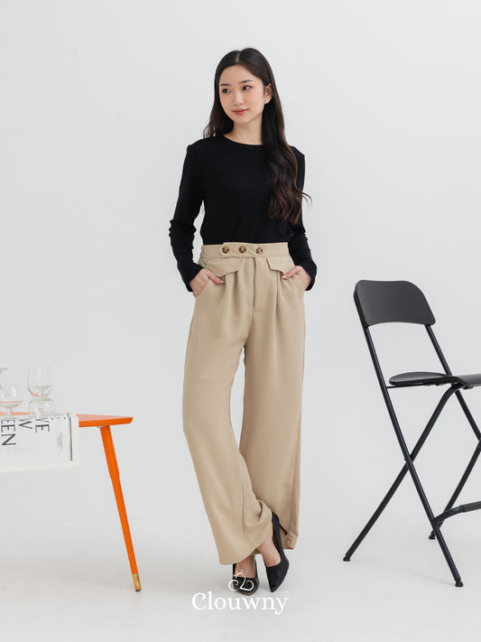 Quin Three Button Pants - Nude