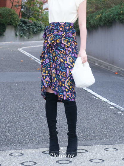 Tsuki Wrap Skirt - Navy